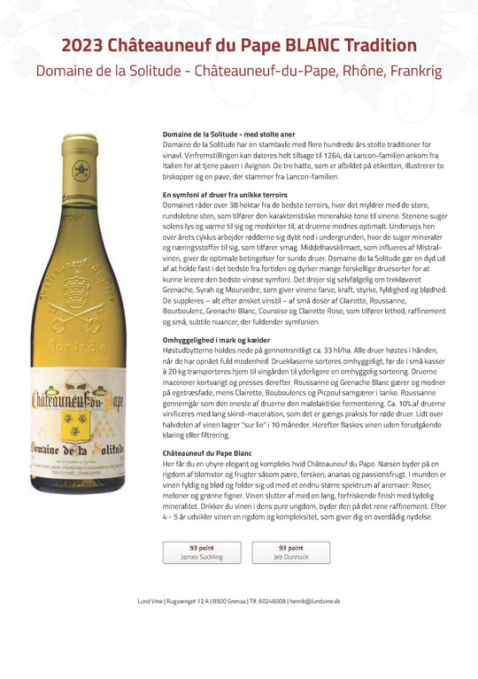 2023 Châteauneuf du Pape BLANC Tradition Domaine de la Solitude